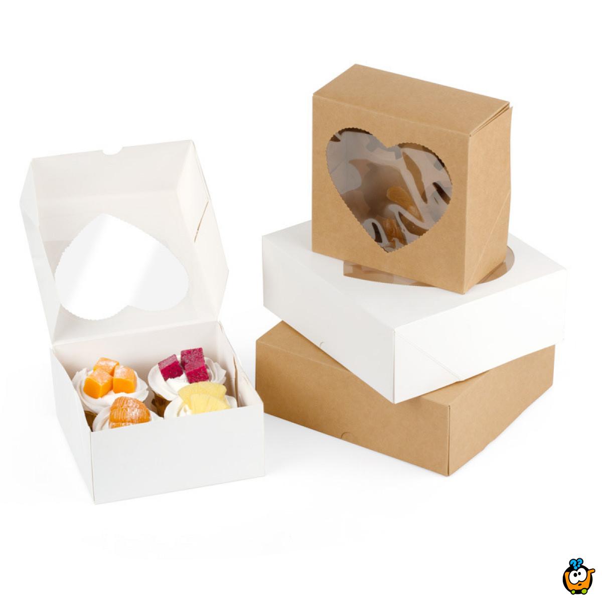 4 LOVE Box - Papirna kutija za 4 kolača sa srcastim otvorom