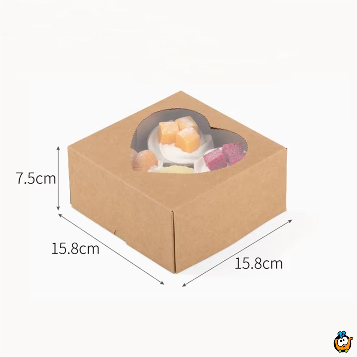 4 LOVE Box - Papirna kutija za 4 kolača sa srcastim otvorom