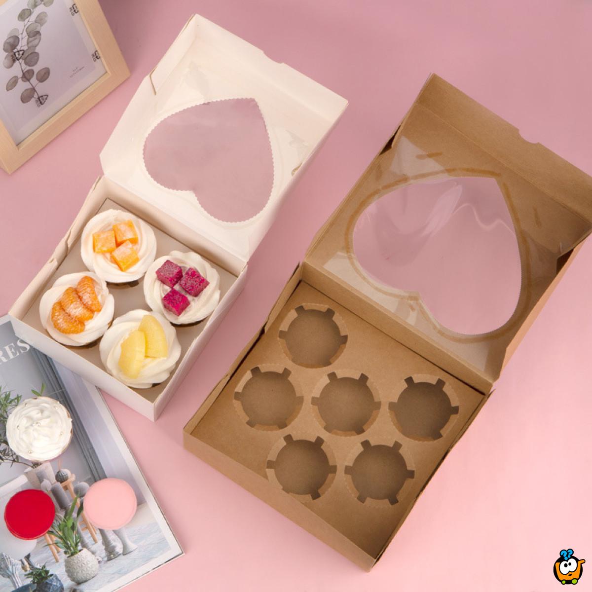 6 LOVE Box - Papirna kutija za 6 kolača sa srcastim otvorom