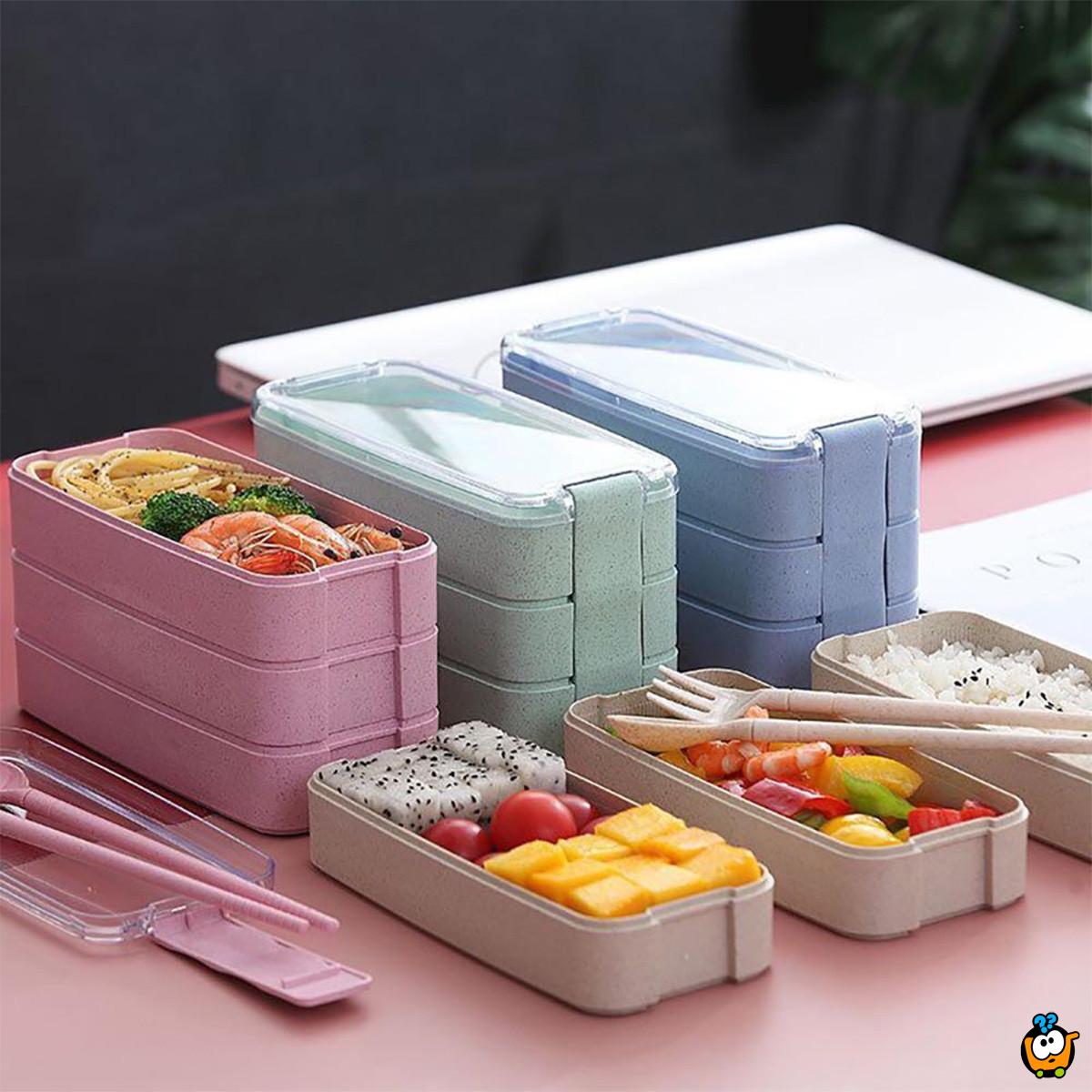 3u1 bento box  - eko kutija za ručak sa priborom