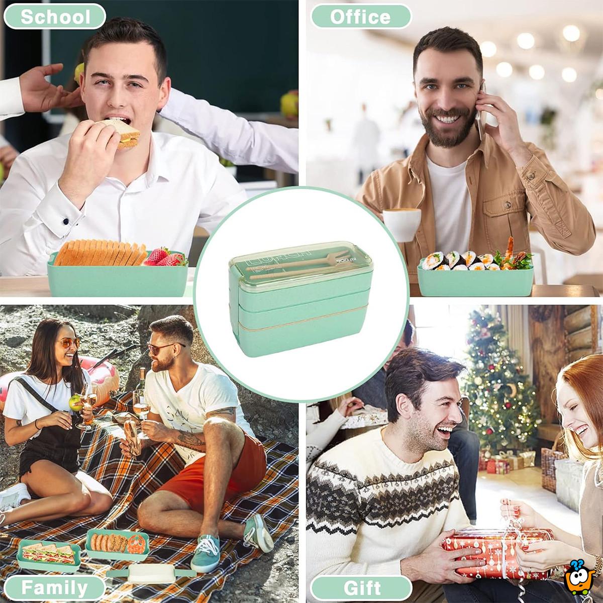 3u1 bento box  - eko kutija za ručak sa priborom