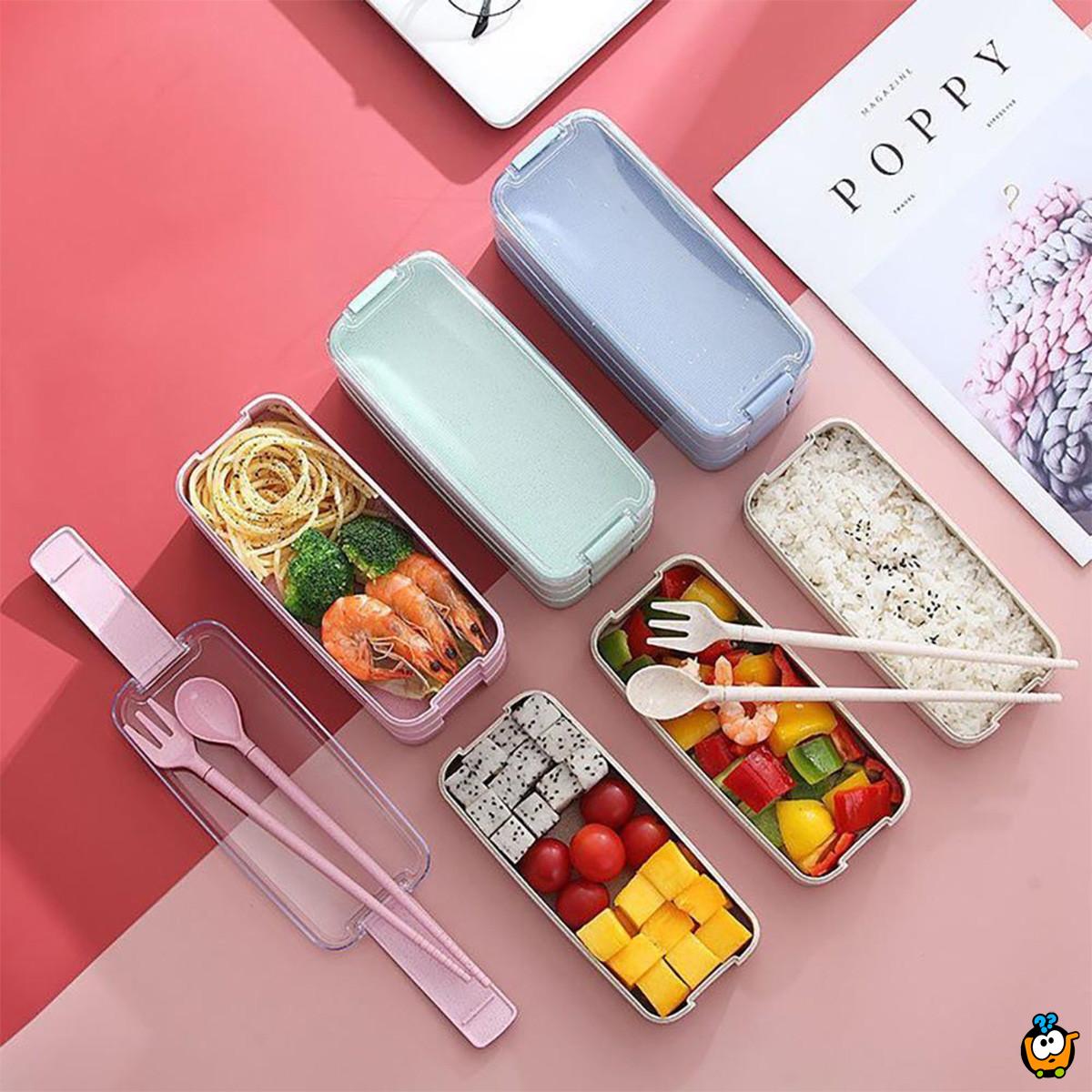 3u1 bento box  - eko kutija za ručak sa priborom