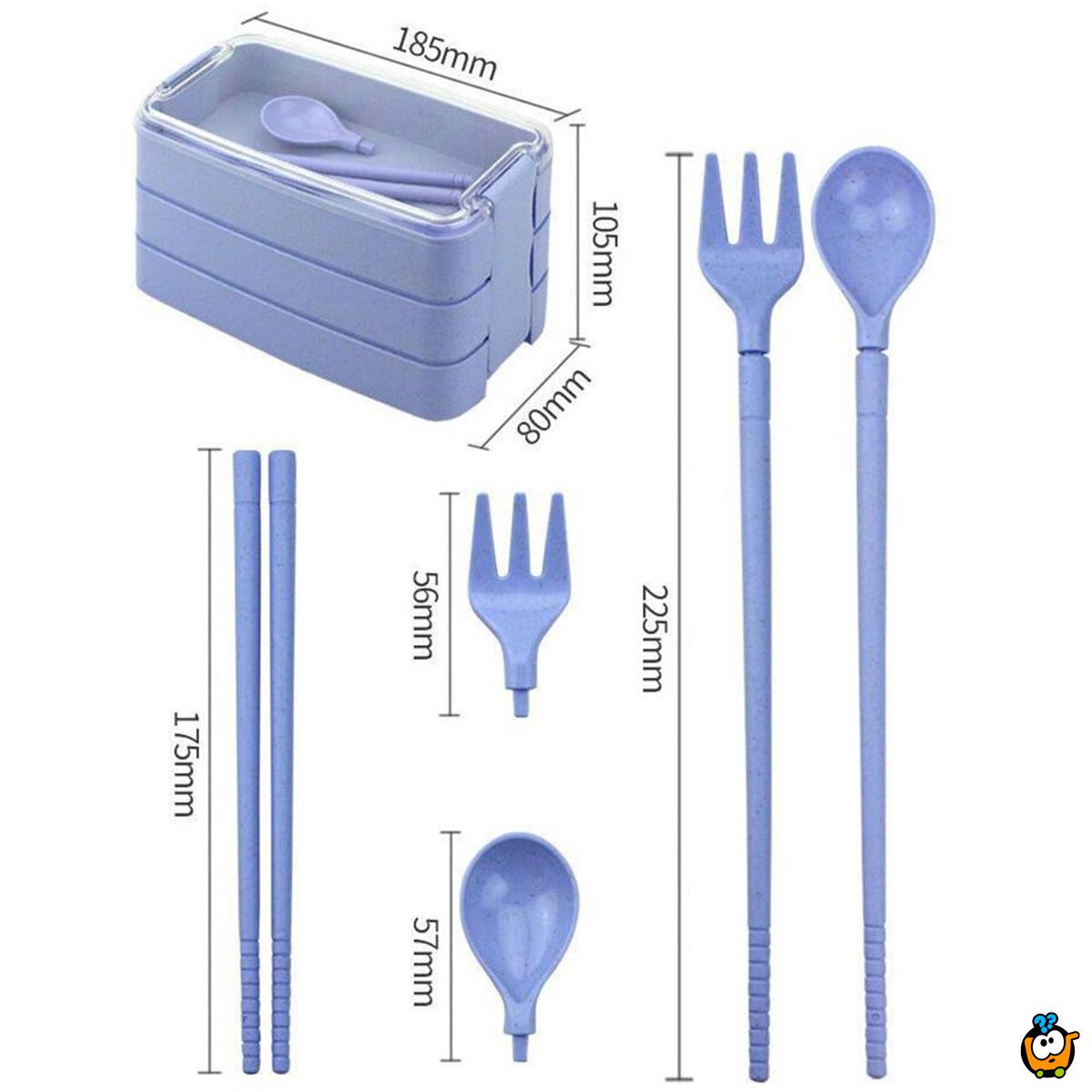 3u1 bento box  - eko kutija za ručak sa priborom