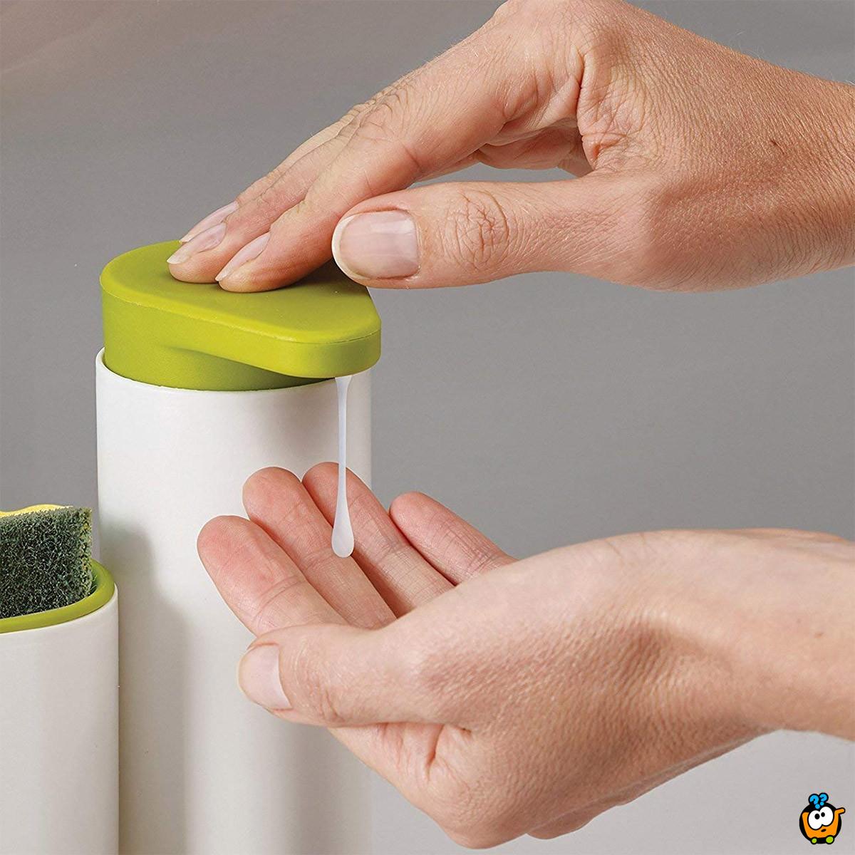 Sink Organizer 3u1 - Dispenzer za tečni sapun sa pregradama za četke i sunđere