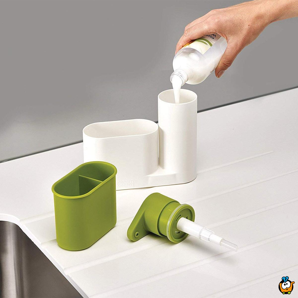 Sink Organizer 3u1 - Dispenzer za tečni sapun sa pregradama za četke i sunđere
