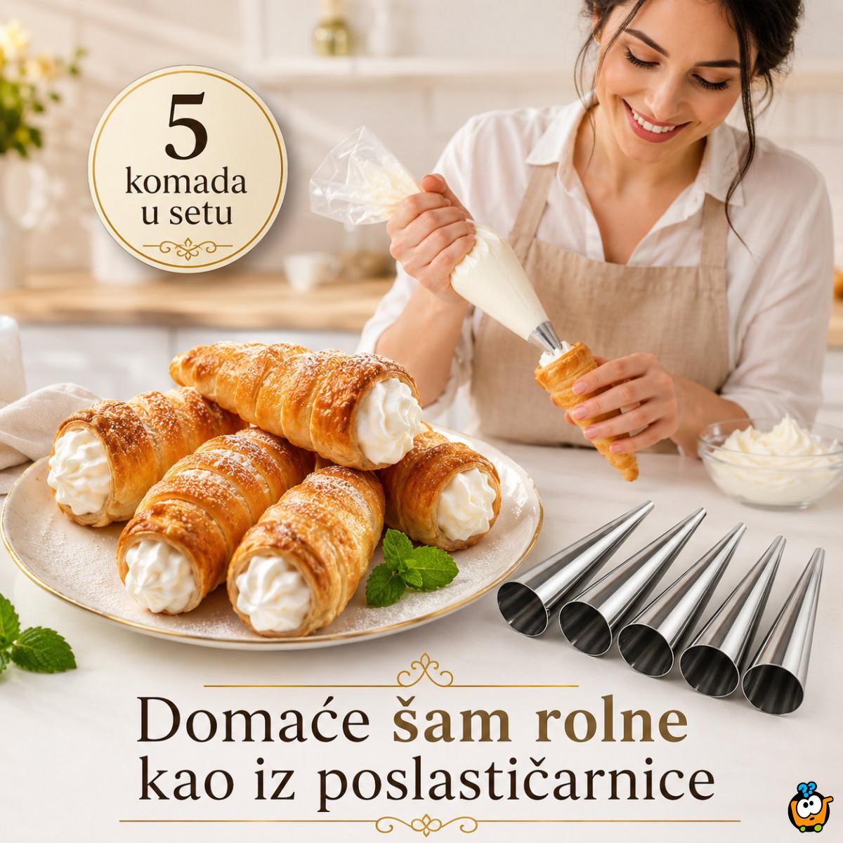 Set 5 kalupa za šam rolne, kanole i kornete – za domaća punjena peciva