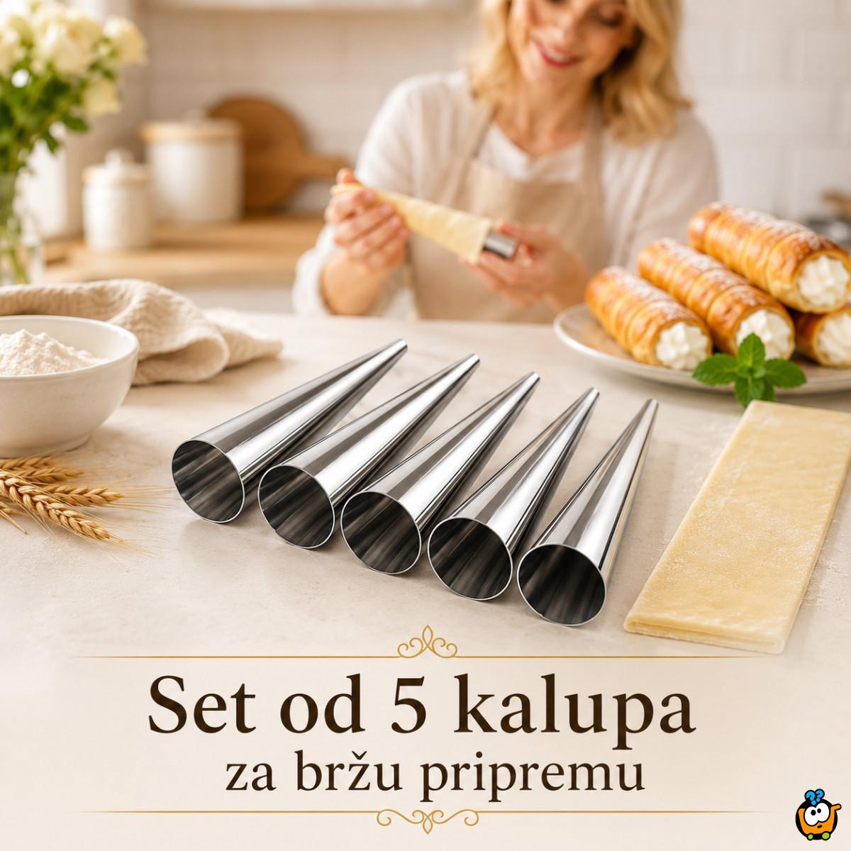 Set 5 kalupa za šam rolne, kanole i kornete – za domaća punjena peciva