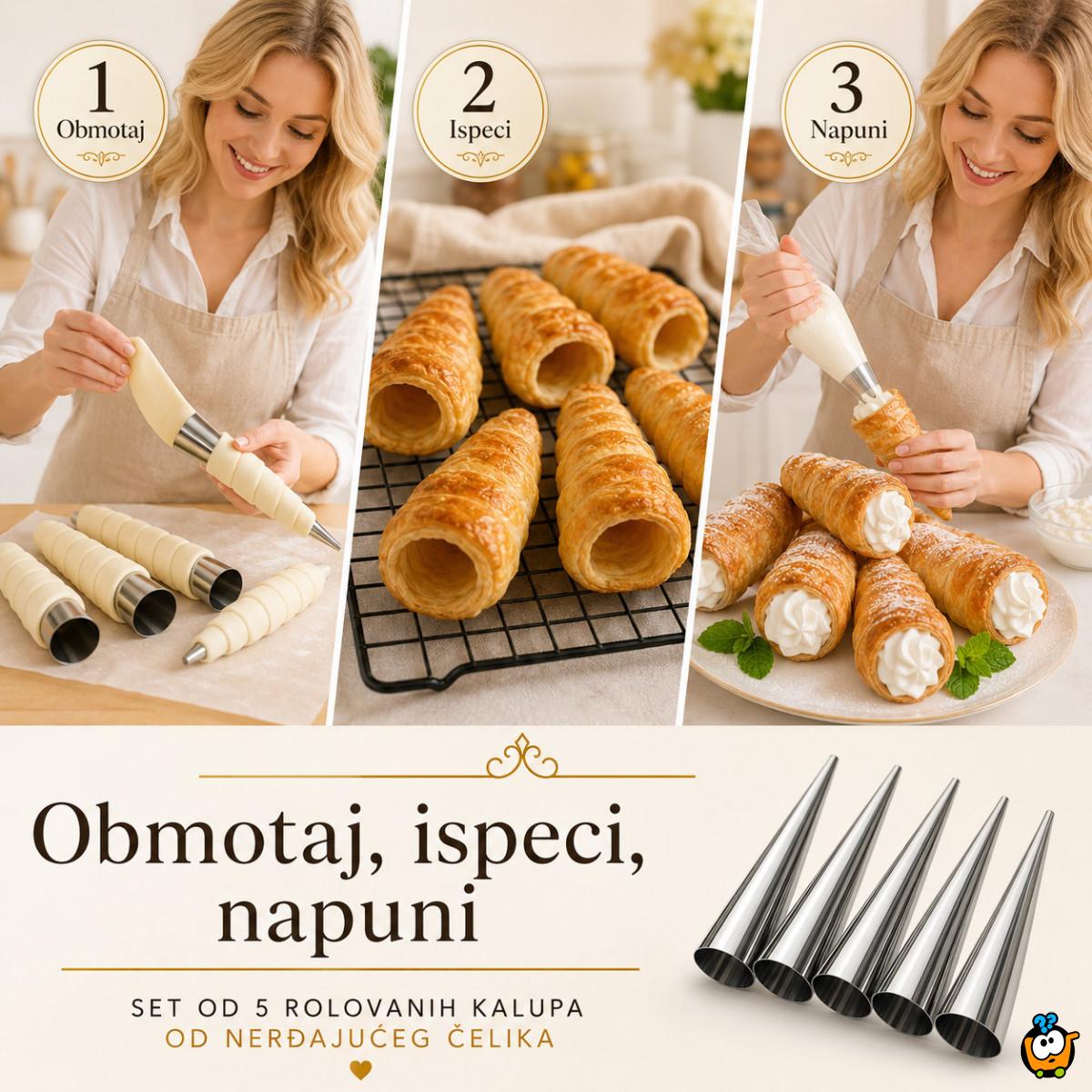 Set 5 kalupa za šam rolne, kanole i kornete – za domaća punjena peciva