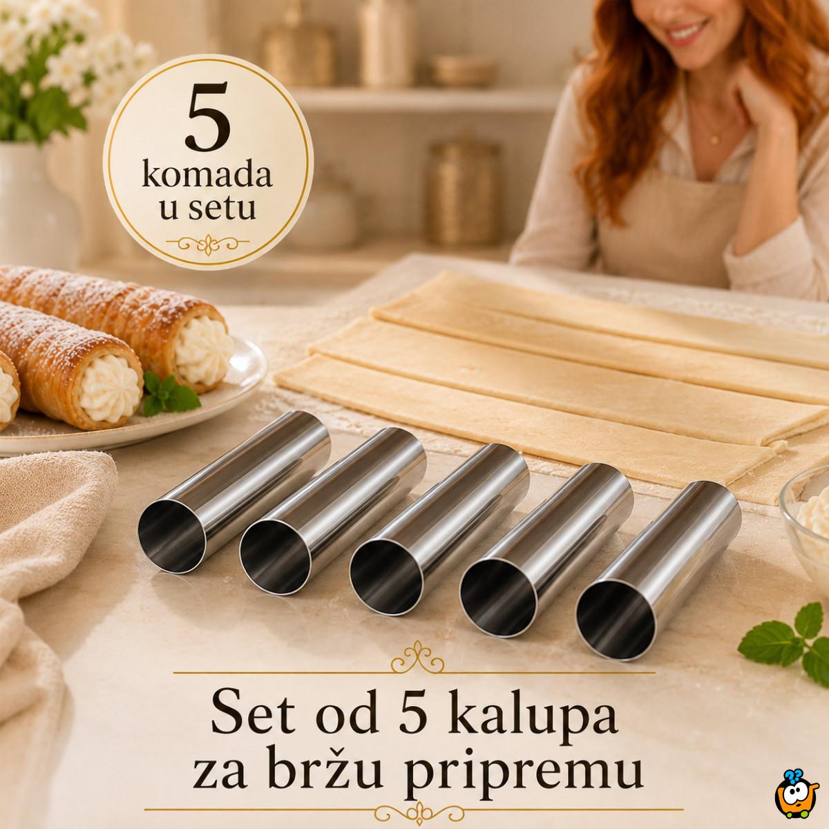 Set 5 cilindar kalupa za kanole i punjene rolnice – za slatka i slana peciva