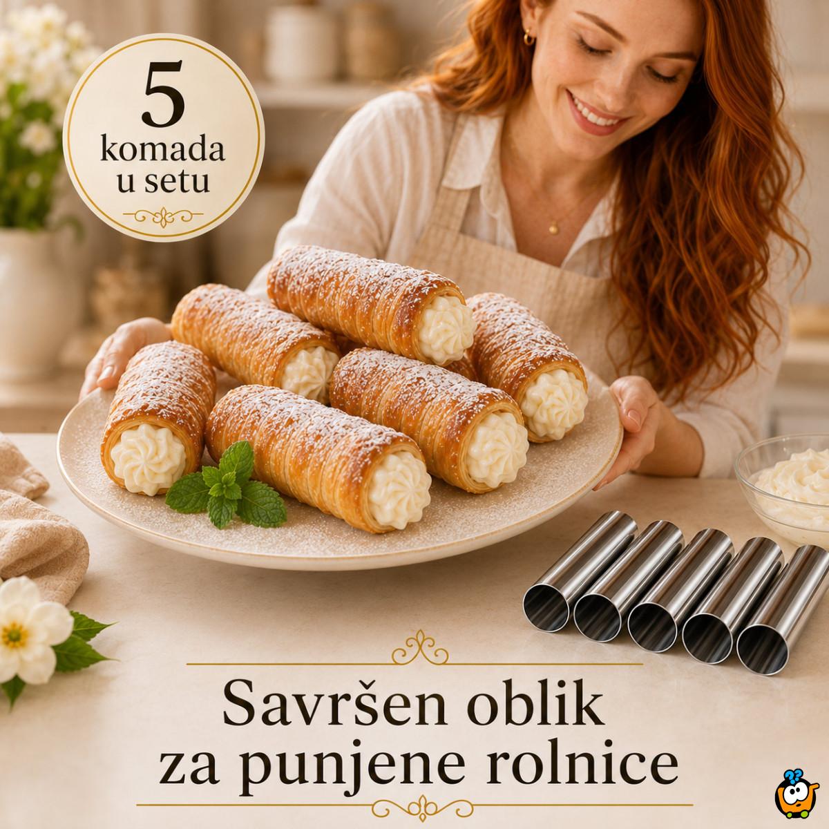 Set 5 cilindar kalupa za kanole i punjene rolnice – za slatka i slana peciva