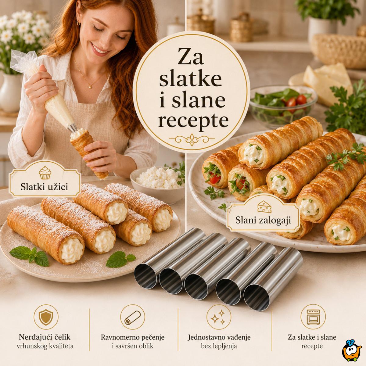 Set 5 cilindar kalupa za kanole i punjene rolnice – za slatka i slana peciva