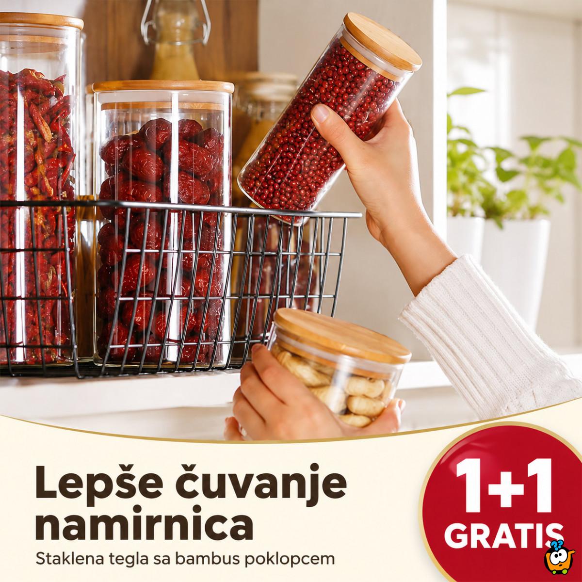 1+1 GRATIS Staklena tegla sa bambus poklopcem