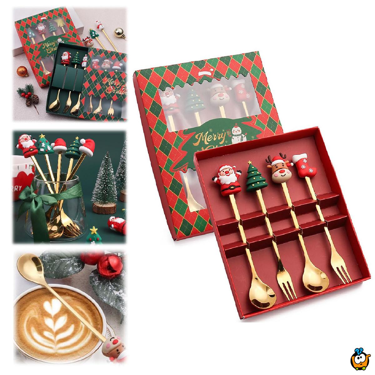 Zlatni novogodišnji set viljuškica i kašičica za čarobnu trpezu