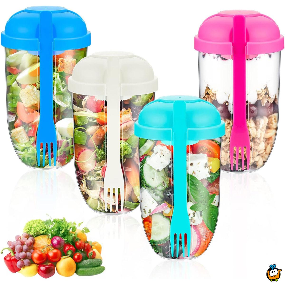 Praktična čaša za salatu za poneti + viljuška