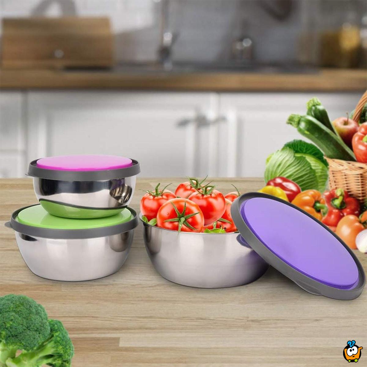 Inox Bowl Set - Set od 3 inoks činije sa poklopcima