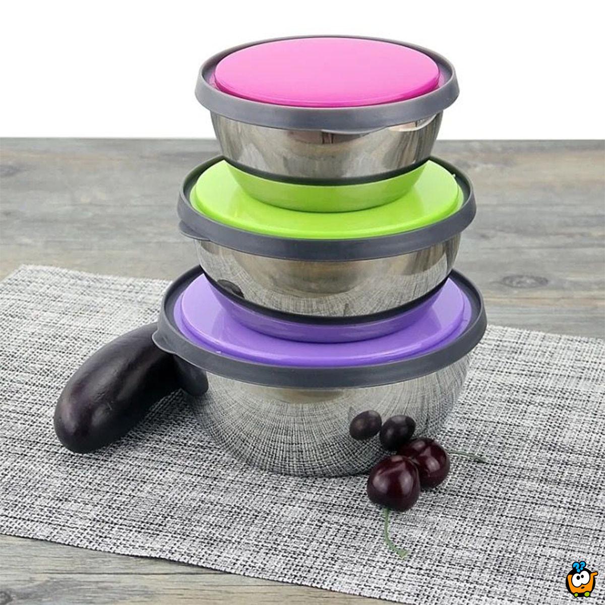 Inox Bowl Set - Set od 3 inoks činije sa poklopcima