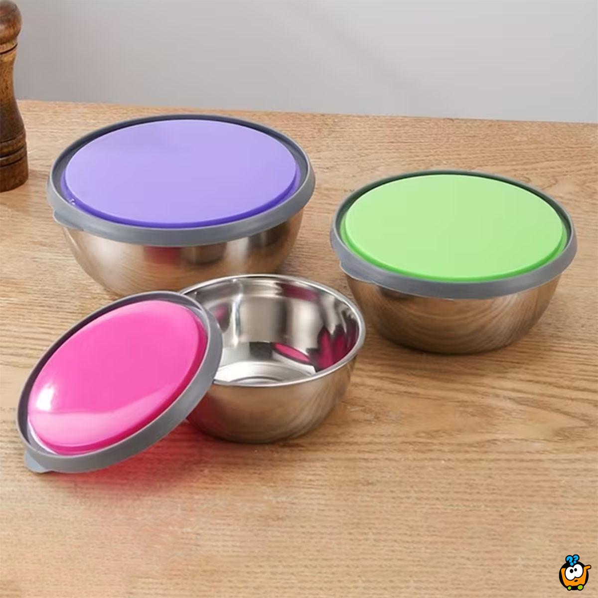 Inox Bowl Set - Set od 3 inoks činije sa poklopcima