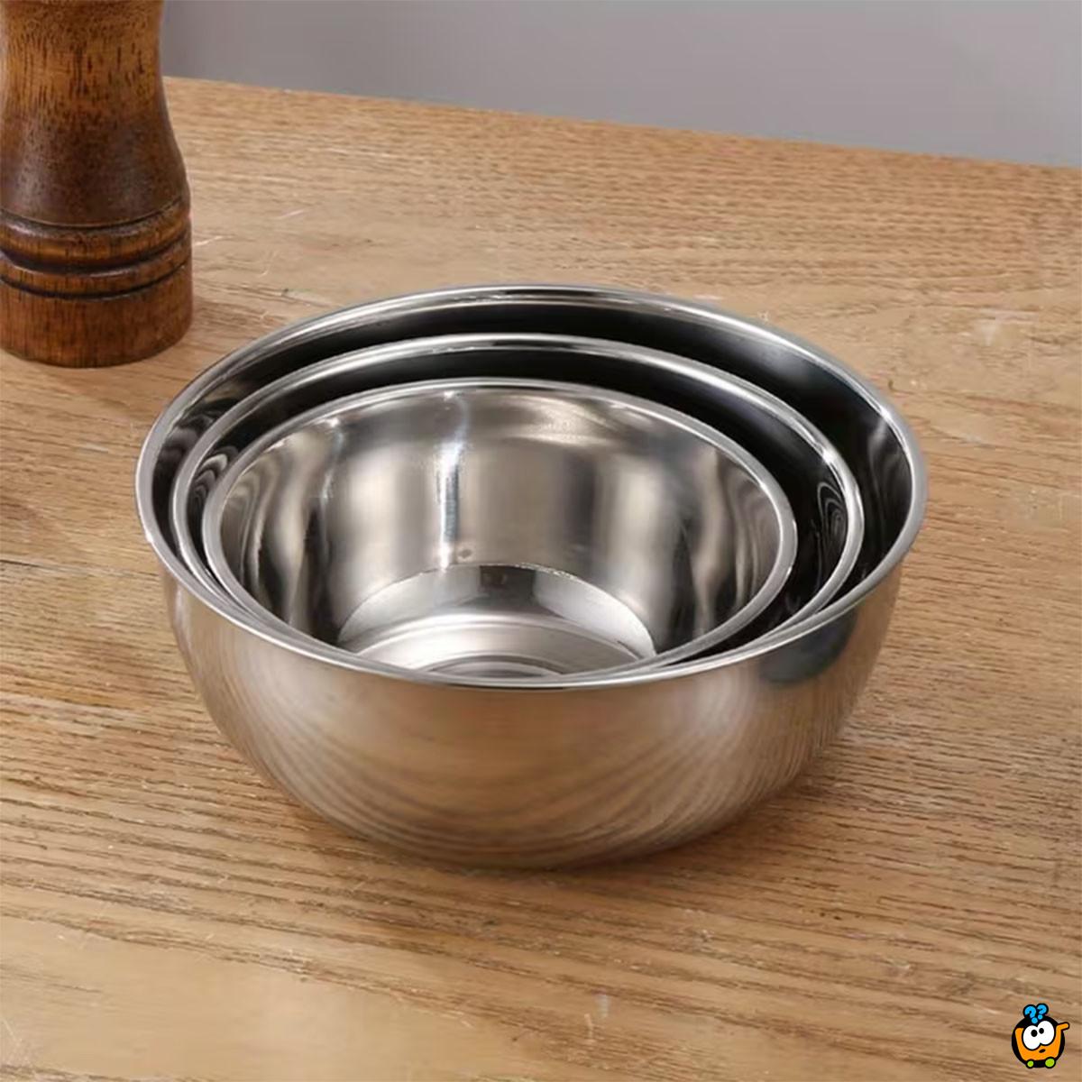 Inox Bowl Set - Set od 3 inoks činije sa poklopcima