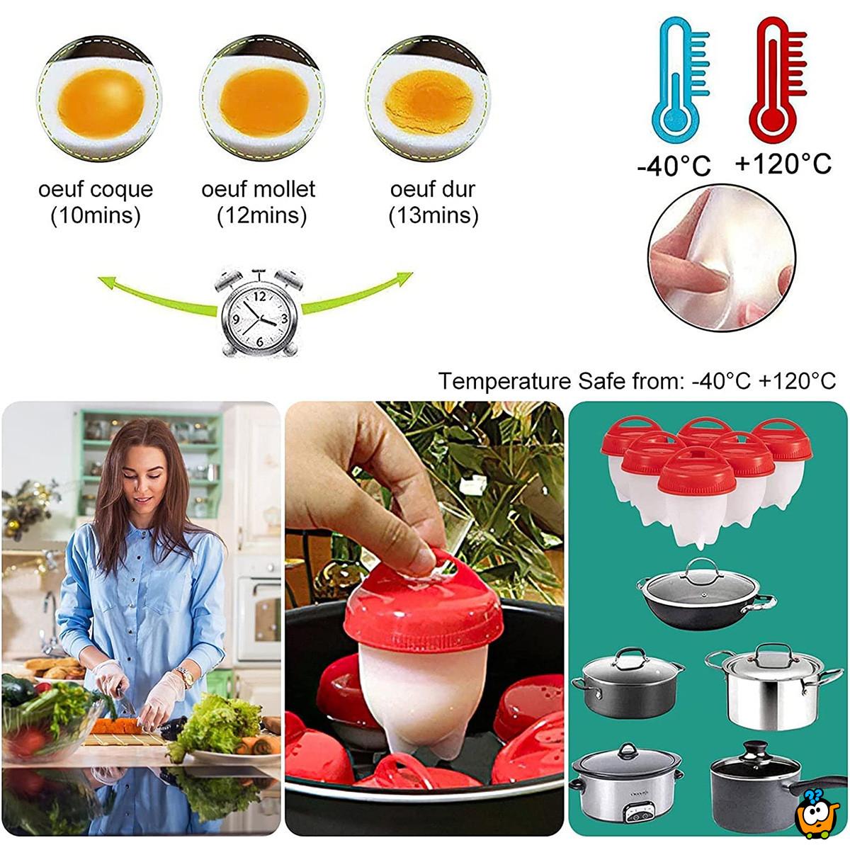 Silikonske posudice za kuvanje jaja bez ljuske - set od 6 kom