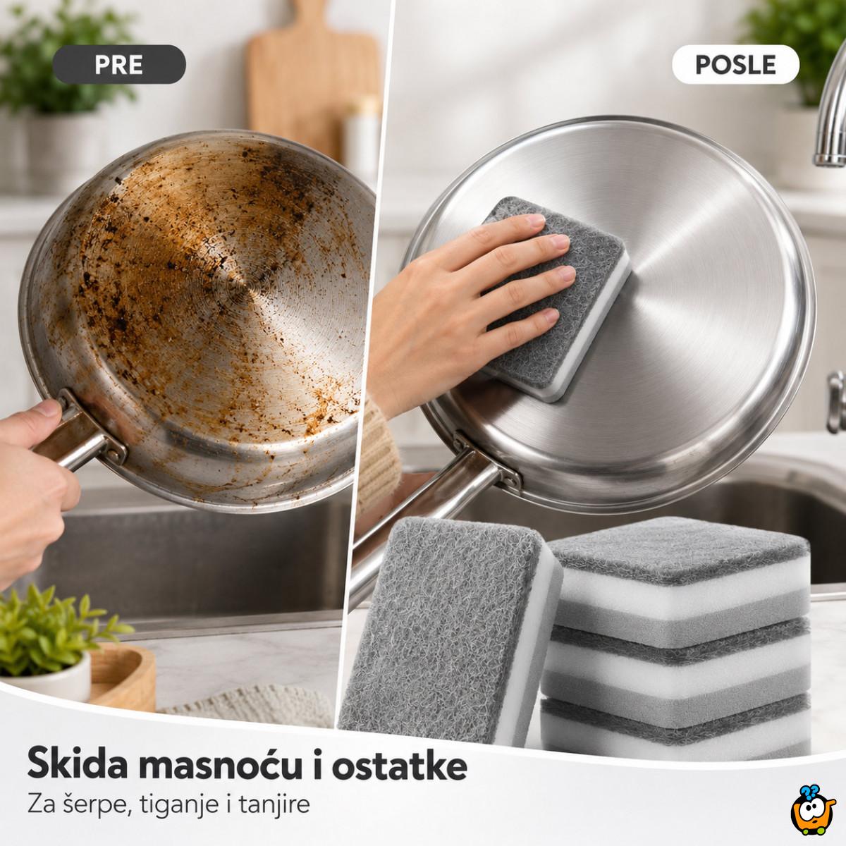 Set 5 dvostranih sunđera za sudove i tvrdokornu prljavštinu