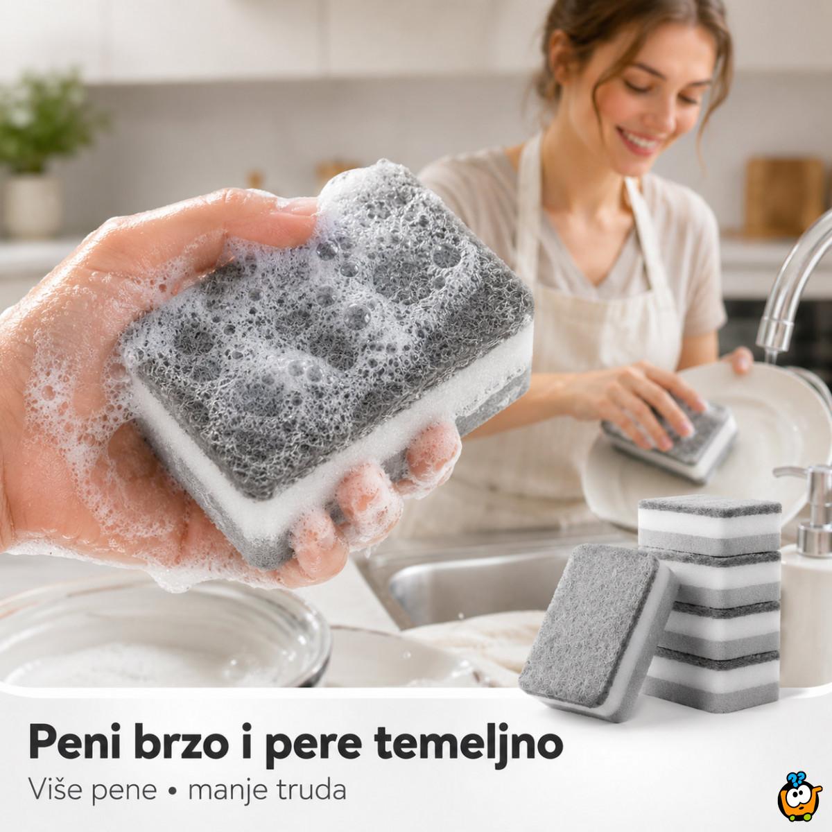 Set 5 dvostranih sunđera za sudove i tvrdokornu prljavštinu