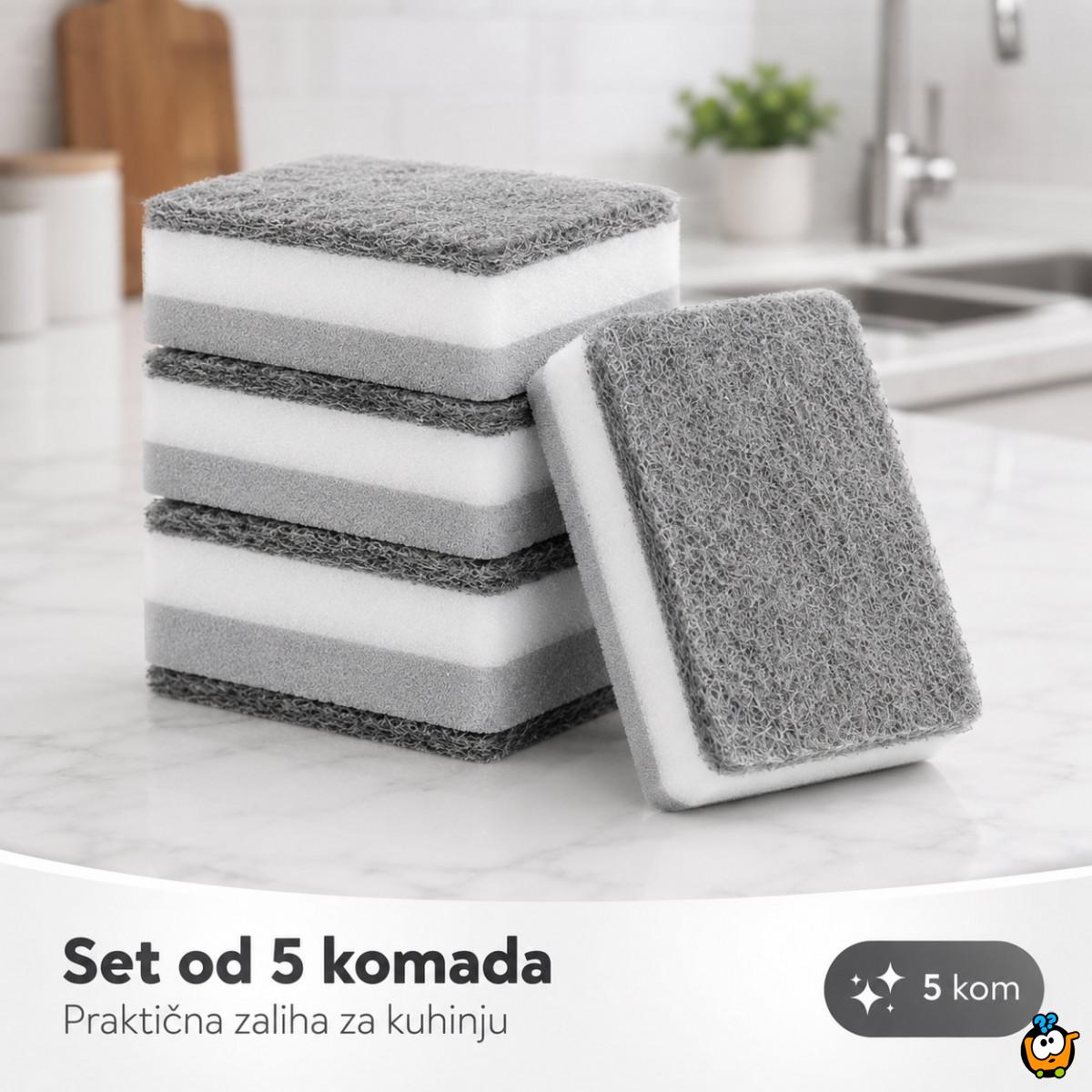 Set 5 dvostranih sunđera za sudove i tvrdokornu prljavštinu