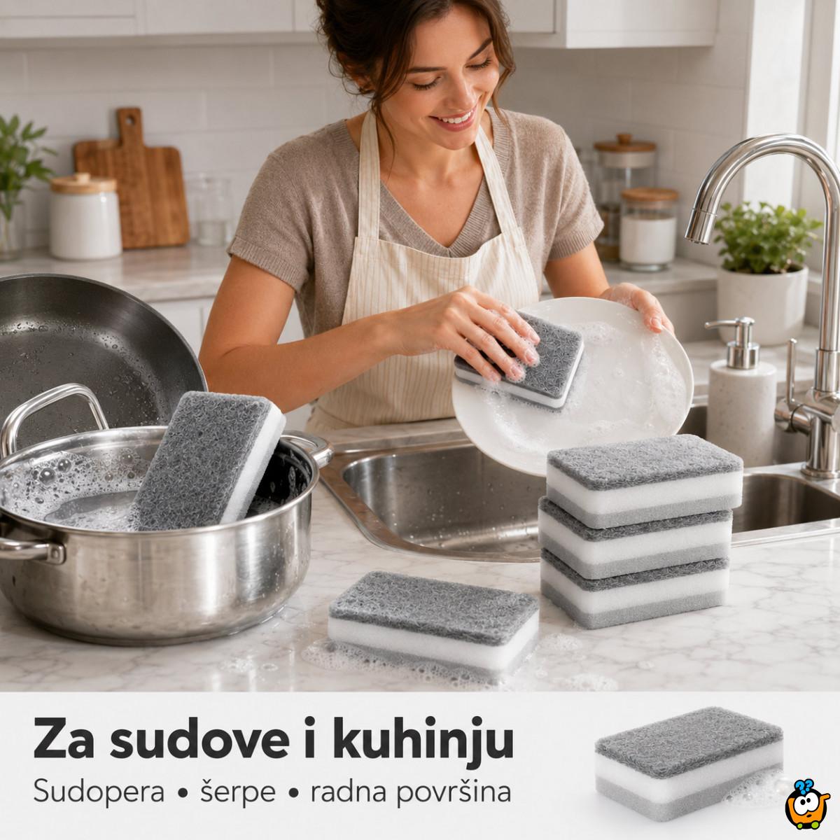 Set 5 dvostranih sunđera za sudove i tvrdokornu prljavštinu