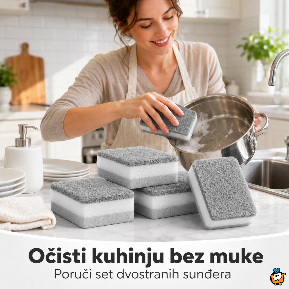 Set 5 dvostranih sunđera za sudove i tvrdokornu prljavštinu