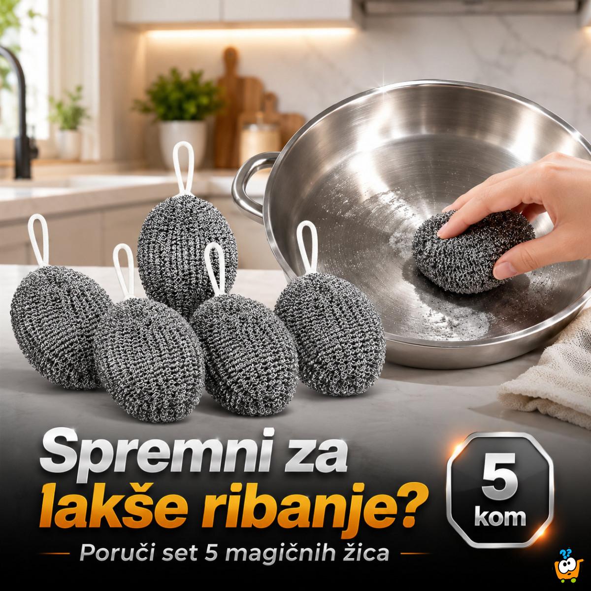 Set 5 magičnih žica za ribanje tvrdokornih masnoća - za zagorele šerpe, tiganje i rešetke