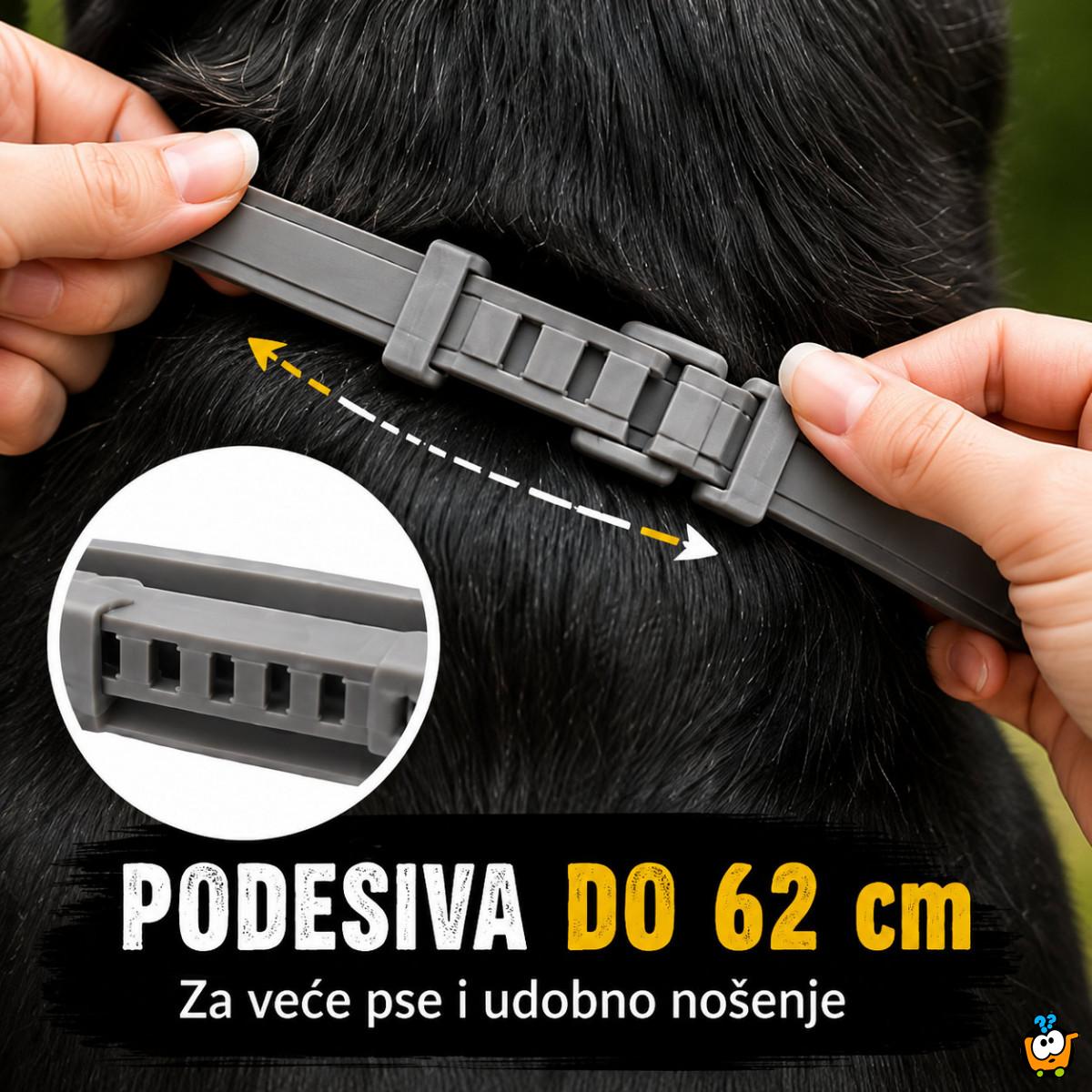 Vodootporna podesiva ogrlica protiv buva za veće pse do 62 cm