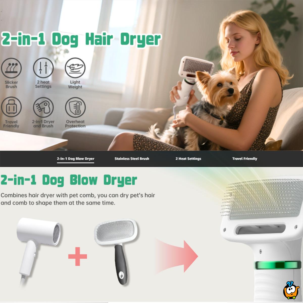 Furminator 2u1 fen za pse sa četkom - sušenje i uređivanje dlake