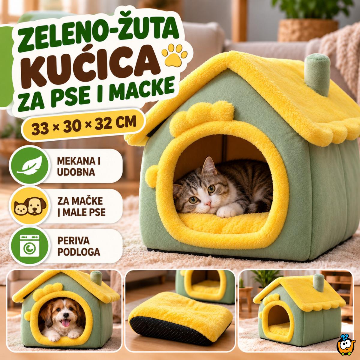 YELLOW Pet House 33x30x32 cm - Zeleno-žuta kućica za pse i mačke 