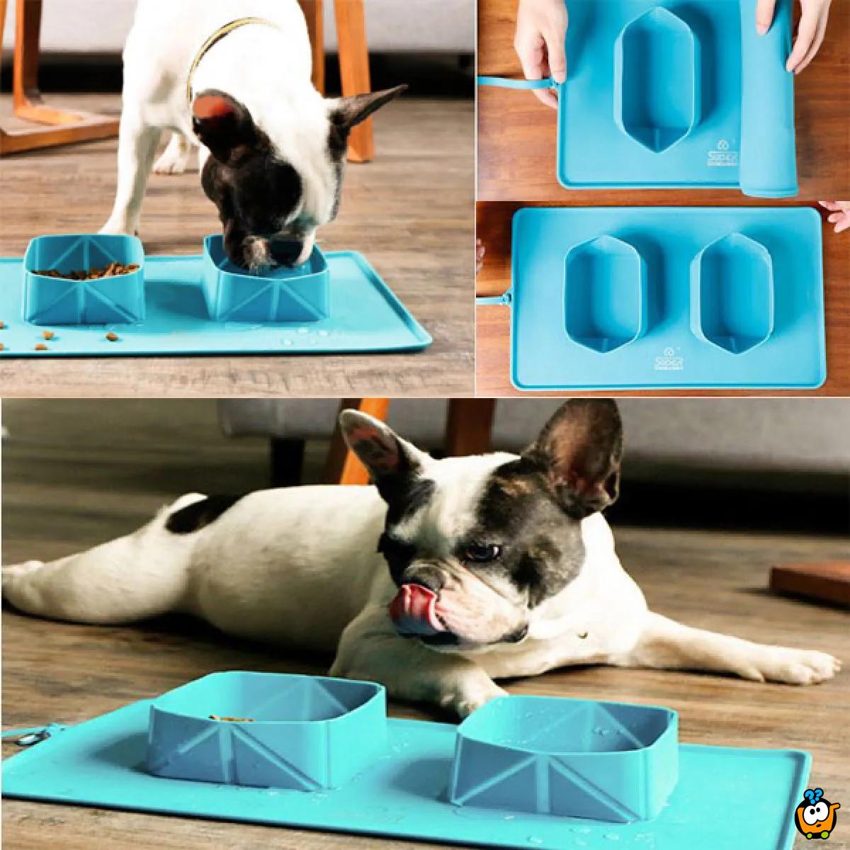 Folding pet dog bowl - dupla silikonska posuda za pse i mačke