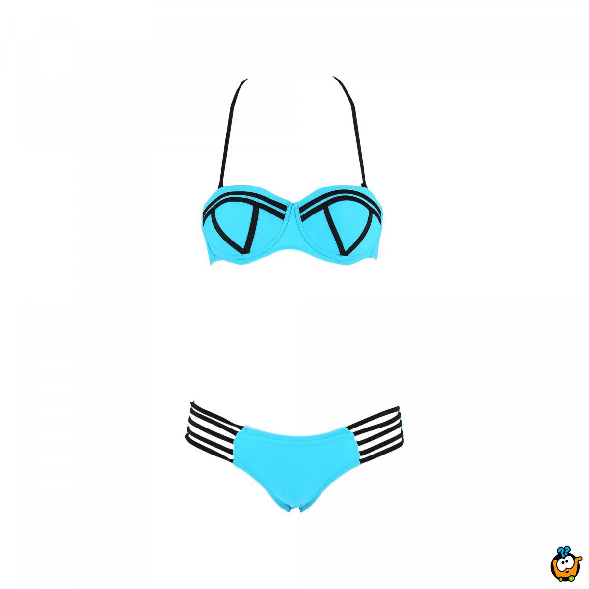Dvodelni ženski kupaći kostim - SUPER GIRL BLUE