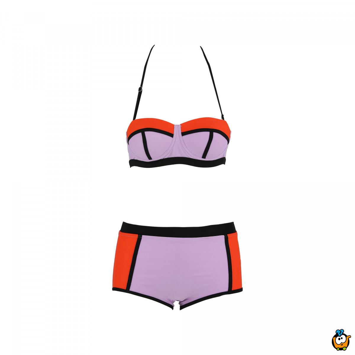Dvodelni ženski kupaći kostim - LINES MIX ORANGE