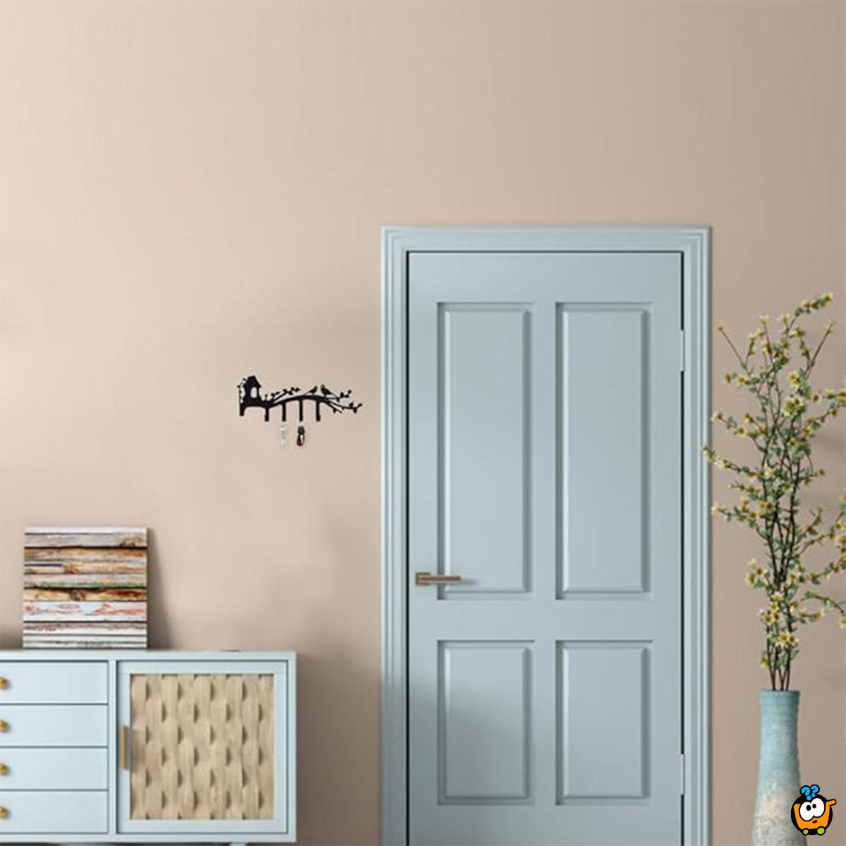 Key house - Metalni zidni stalak sa dve ptičice
