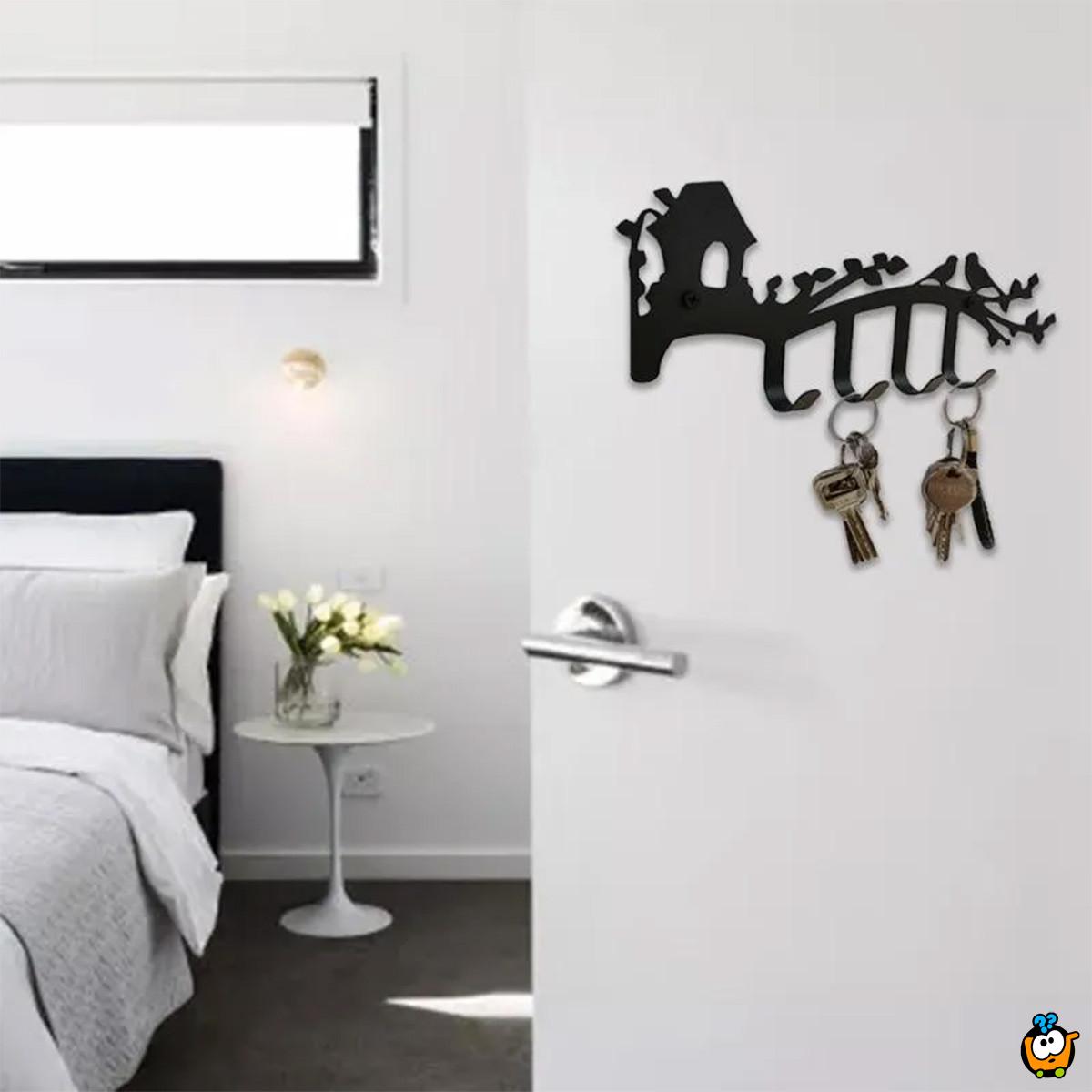 Key house - Metalni zidni stalak sa dve ptičice
