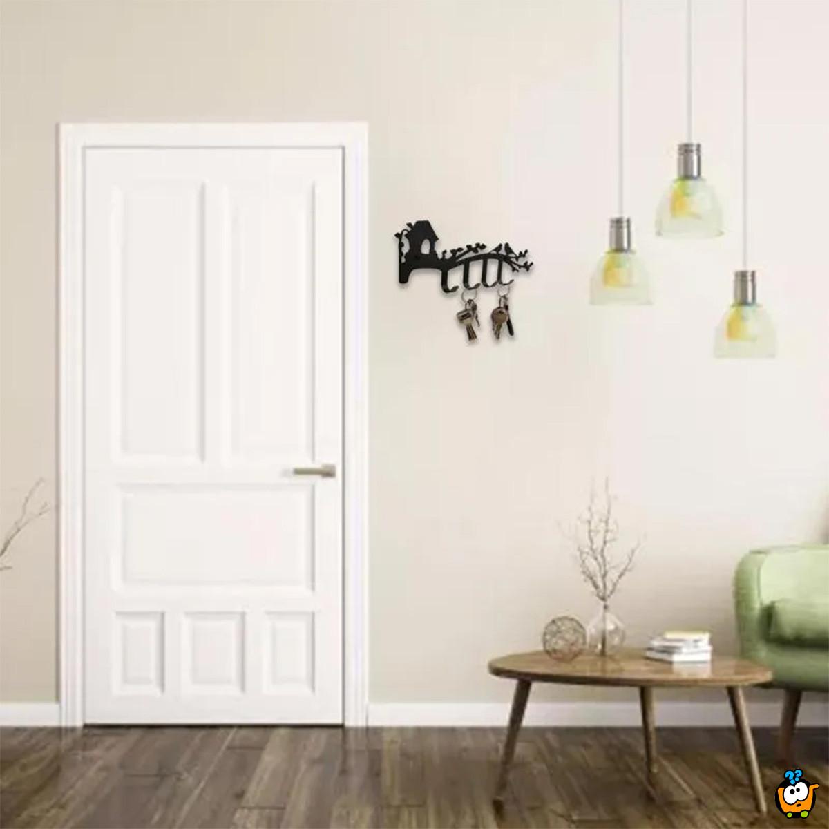 Key house - Metalni zidni stalak sa dve ptičice