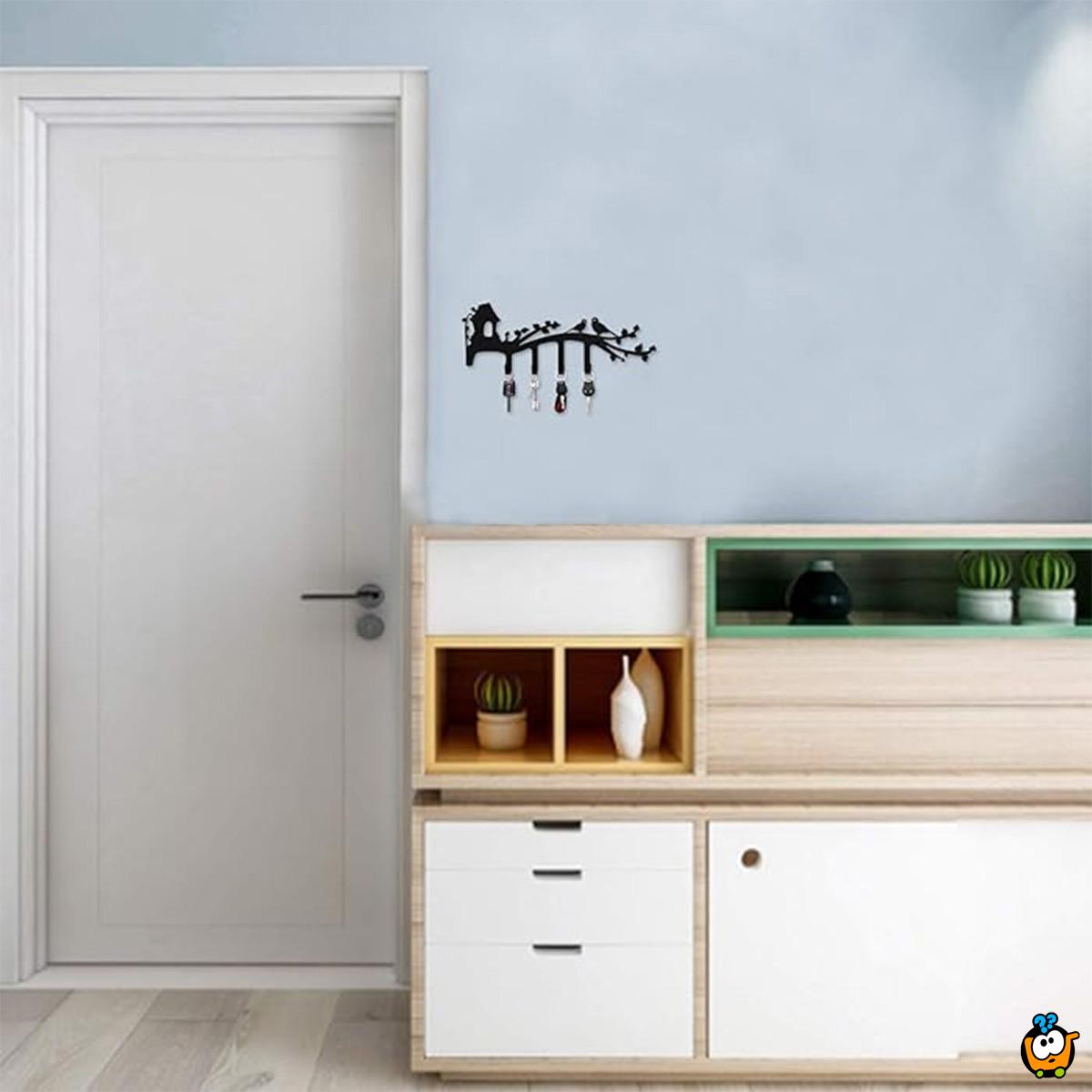 Key house - Metalni zidni stalak sa dve ptičice