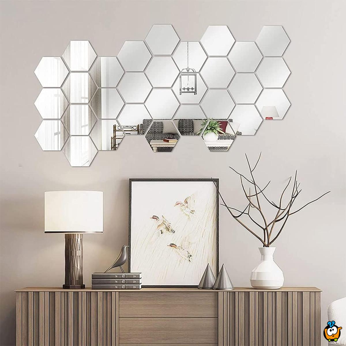 HexaMirror set od 12 ogledala - geometrijski stiker sa efektom ogledala 