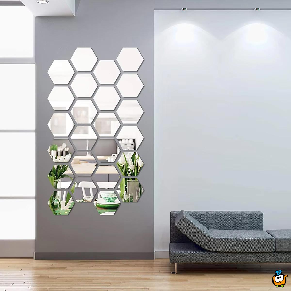 HexaMirror set od 12 ogledala - geometrijski stiker sa efektom ogledala 
