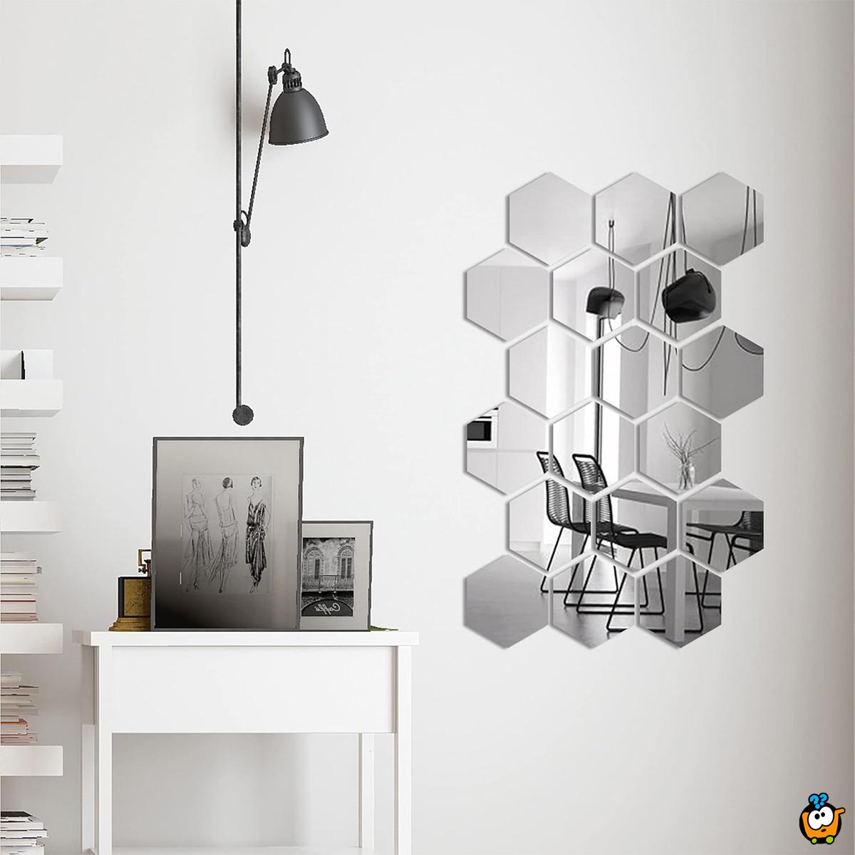 HexaMirror set od 12 ogledala - geometrijski stiker sa efektom ogledala 