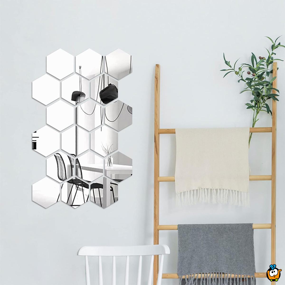 HexaMirror set od 12 ogledala - geometrijski stiker sa efektom ogledala 
