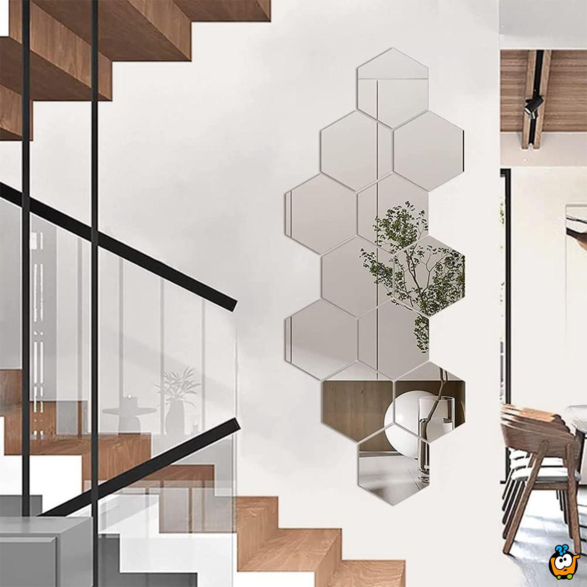 HexaMirror set od 12 ogledala - geometrijski stiker sa efektom ogledala 