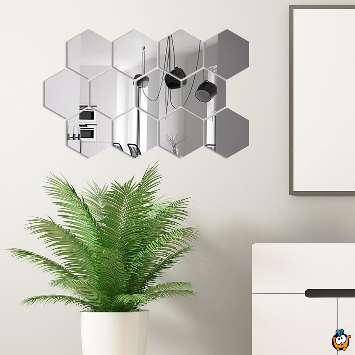 HexaMirror set od 12 ogledala - geometrijski stiker sa efektom ogledala 