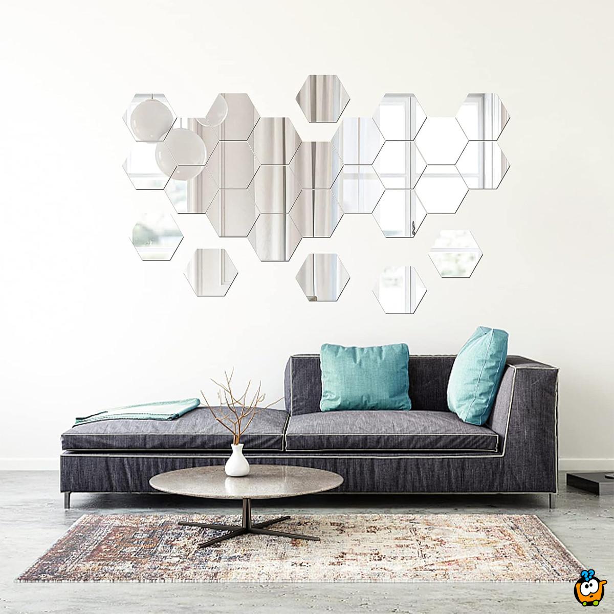 HexaMirror set od 12 ogledala - geometrijski stiker sa efektom ogledala 