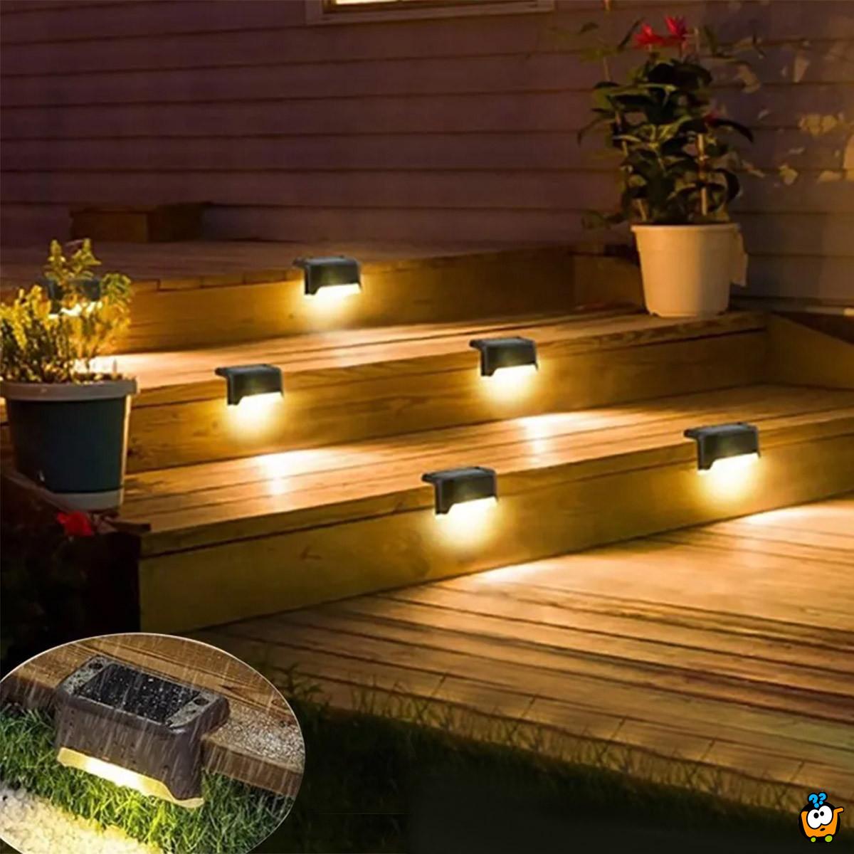 Solarno LED osvetljenje za stepenice i ogradu - set 4 lampe