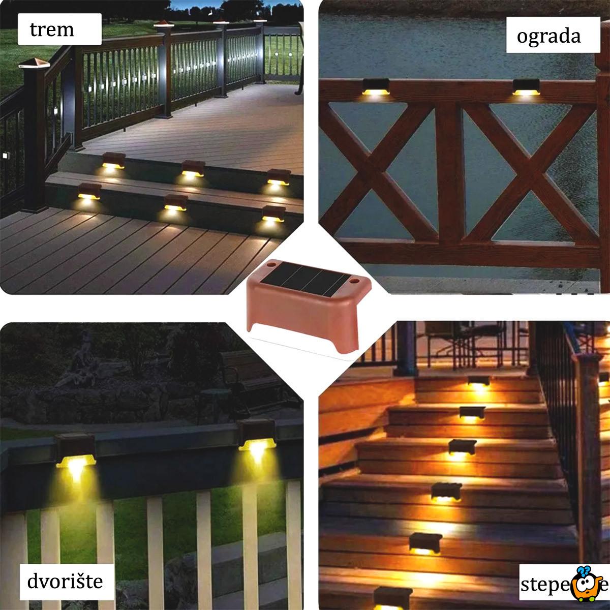 Solarno LED osvetljenje za stepenice i ogradu - set 4 lampe