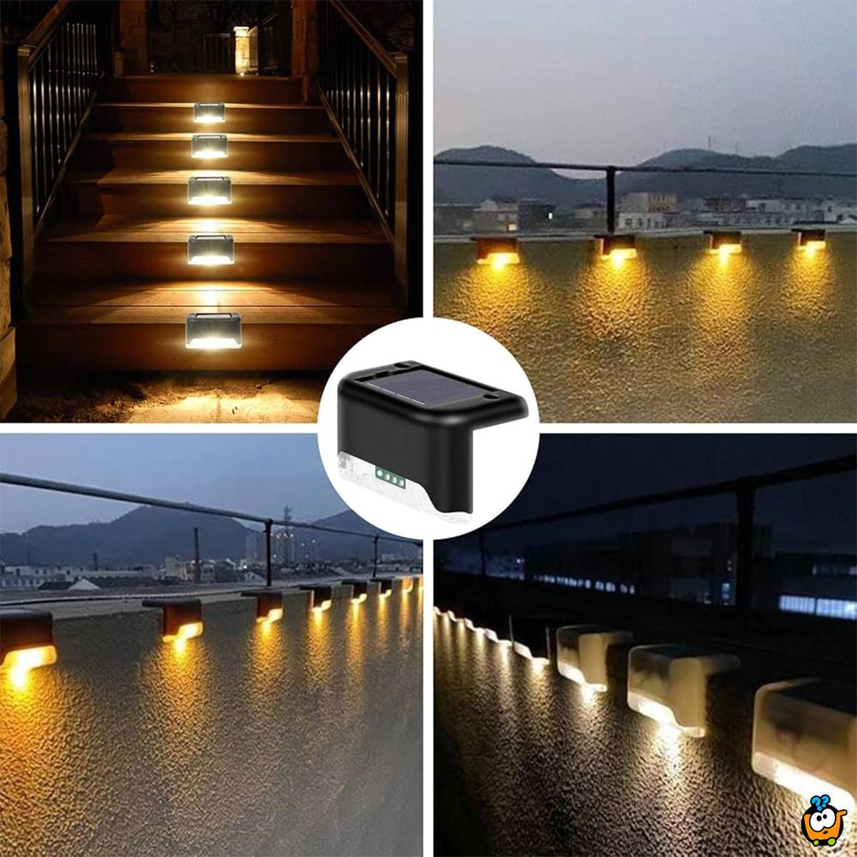 Solarno LED osvetljenje za stepenice i ogradu - set 4 lampe