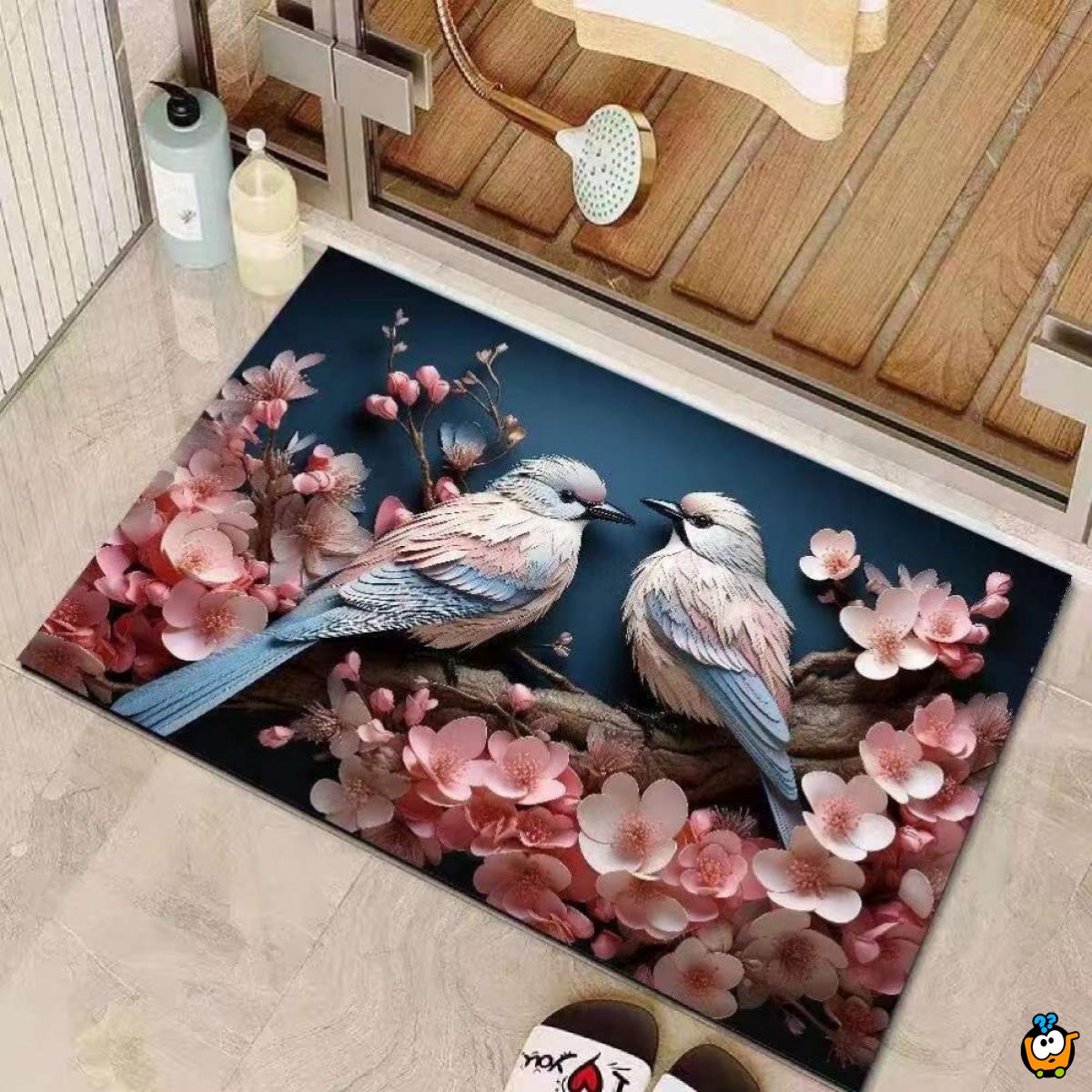 Flower harmony - Podna prostirka sa dezenom ptica